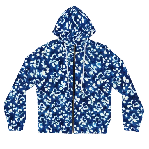 Shibori Garden on a Women's Full-Zip Hoodie