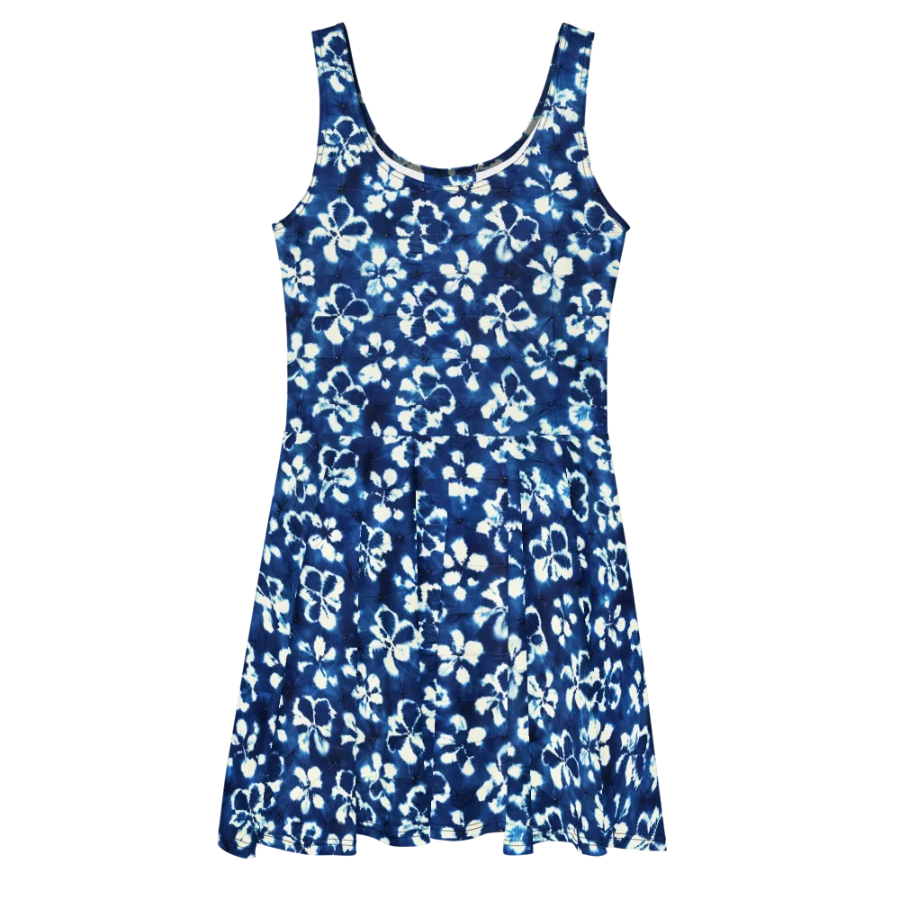 Shibori Garden on Skater Dress — Front