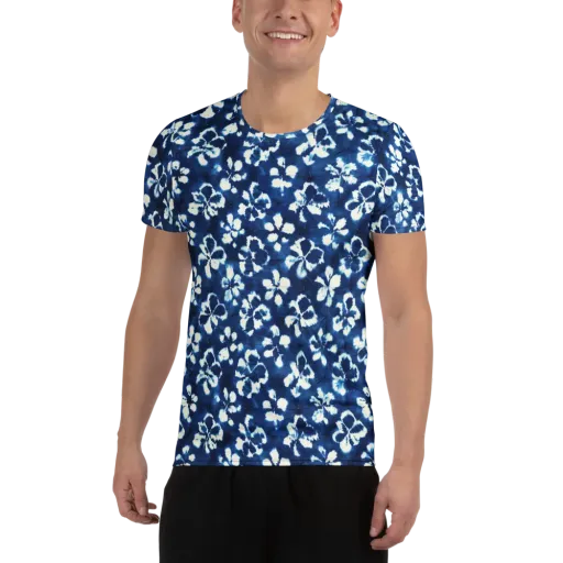 Shibori Garden on a Men's Athletic T-Shirt