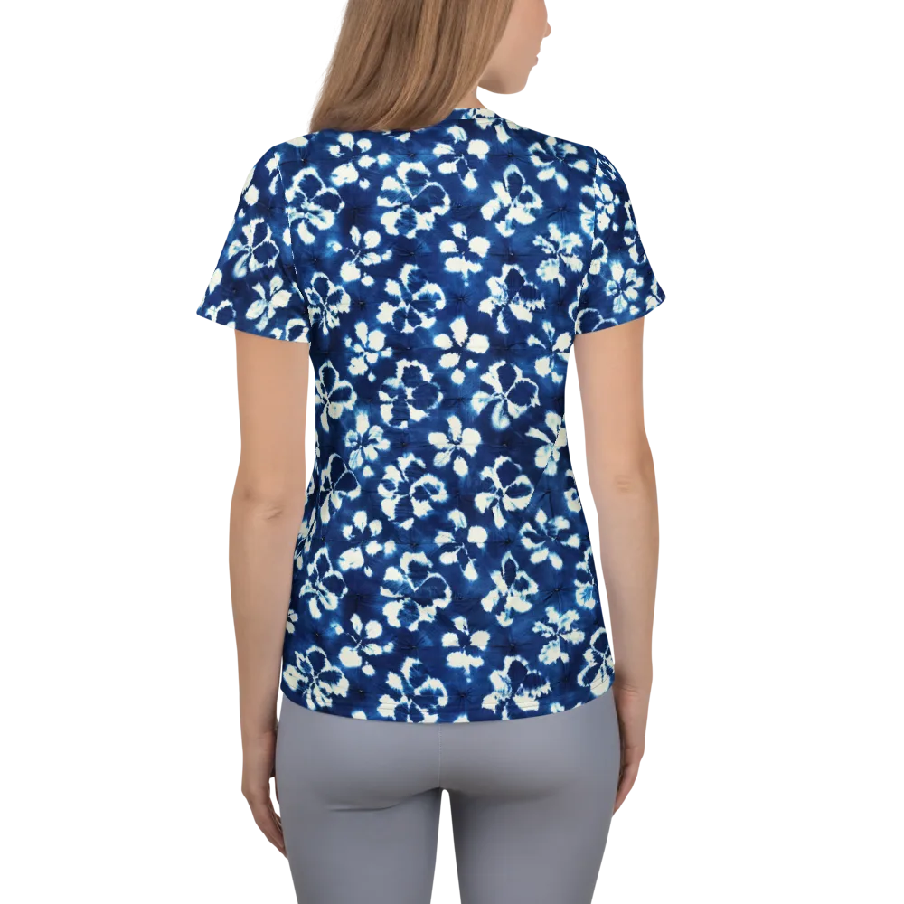 Shibori Garden on Women's Athletic T-Shirt — Back