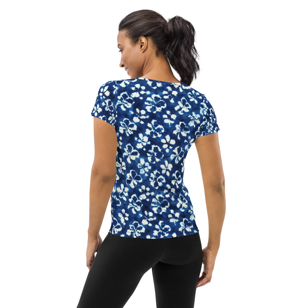 Shibori Garden on Women's Athletic T-Shirt — Back