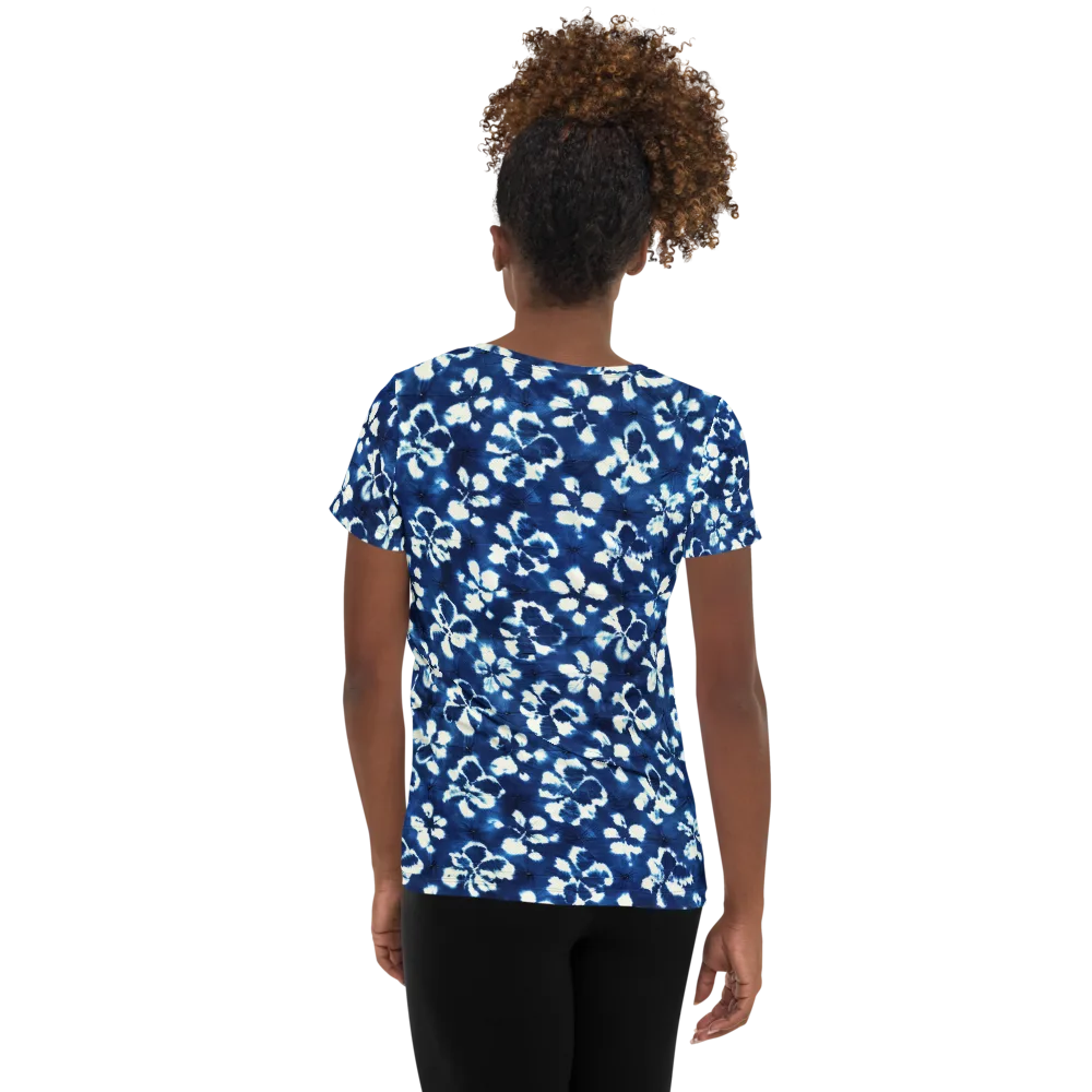 Shibori Garden on Women's Athletic T-Shirt — Back