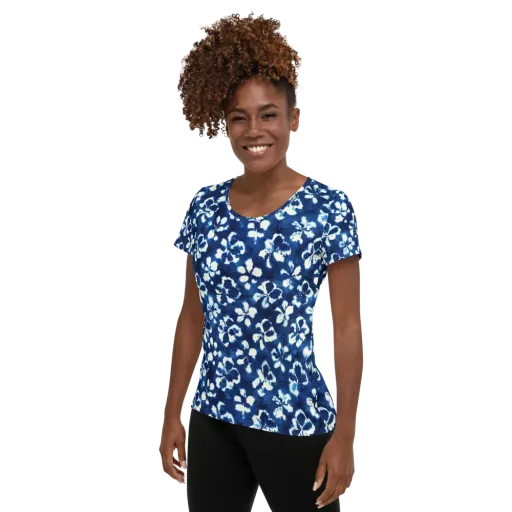 Shibori Garden on a Women's Athletic T-Shirt