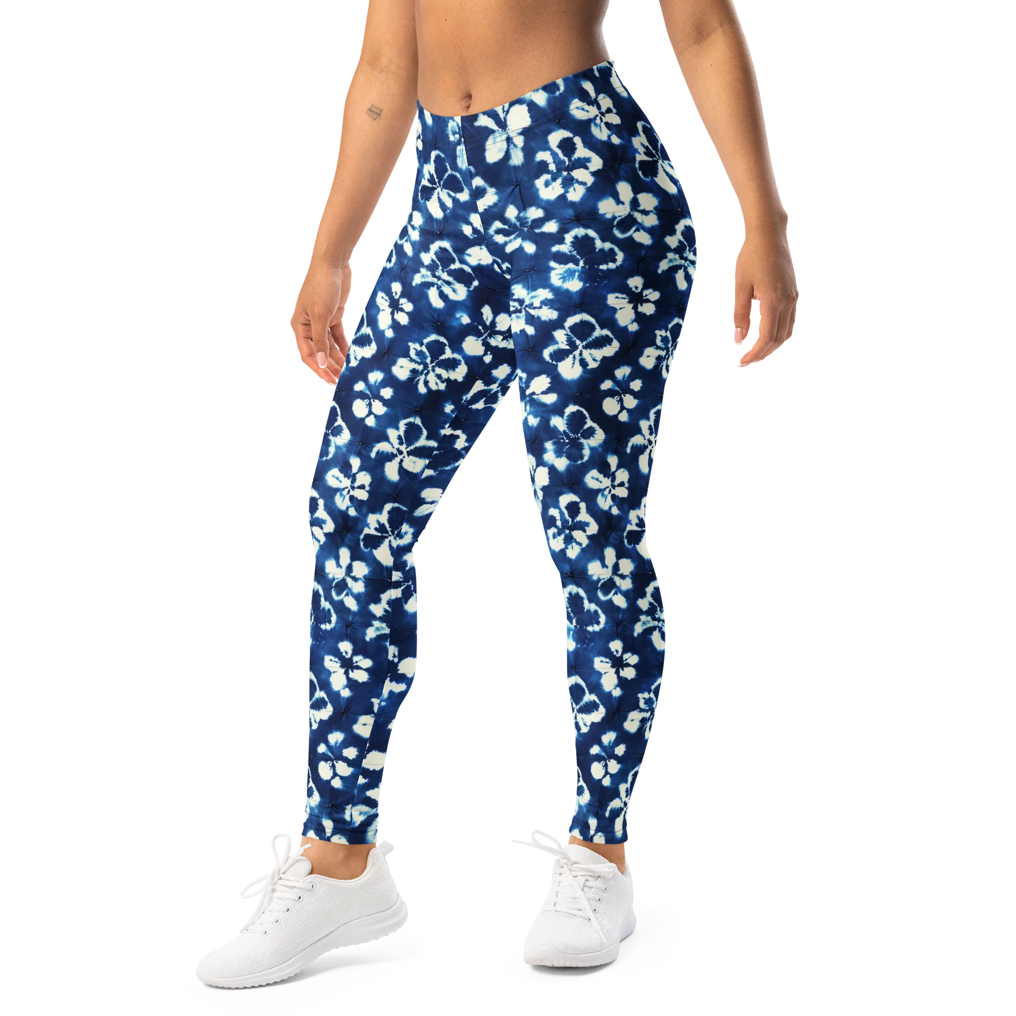 Shibori Garden on Leggings — Left Front