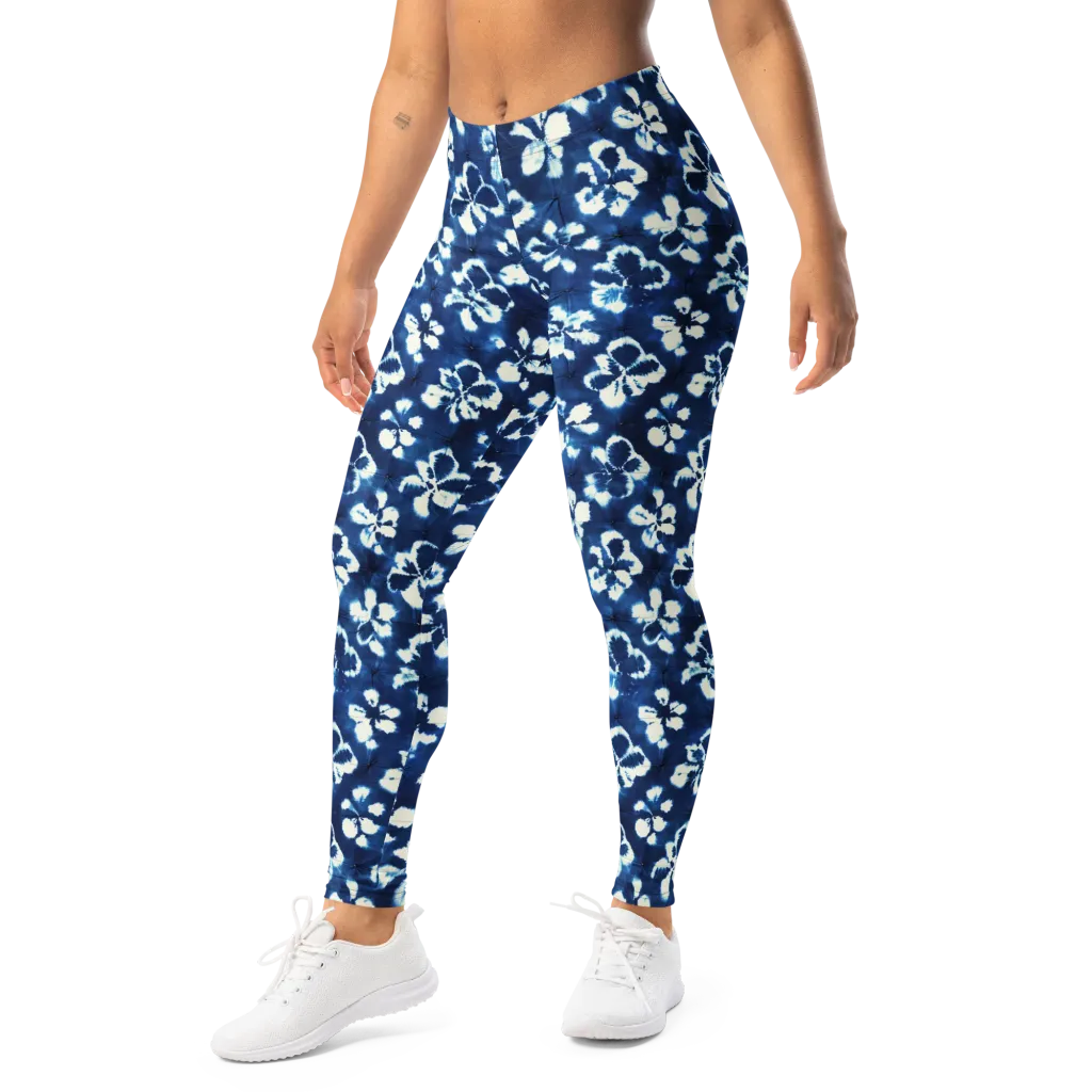 Shibori Garden on Leggings — Left Front