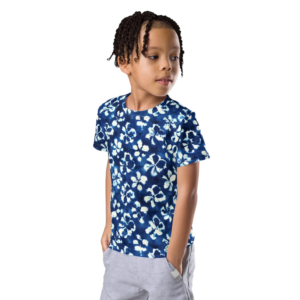 Shibori Garden on Kids Crew Neck T-Shirt — Left Front
