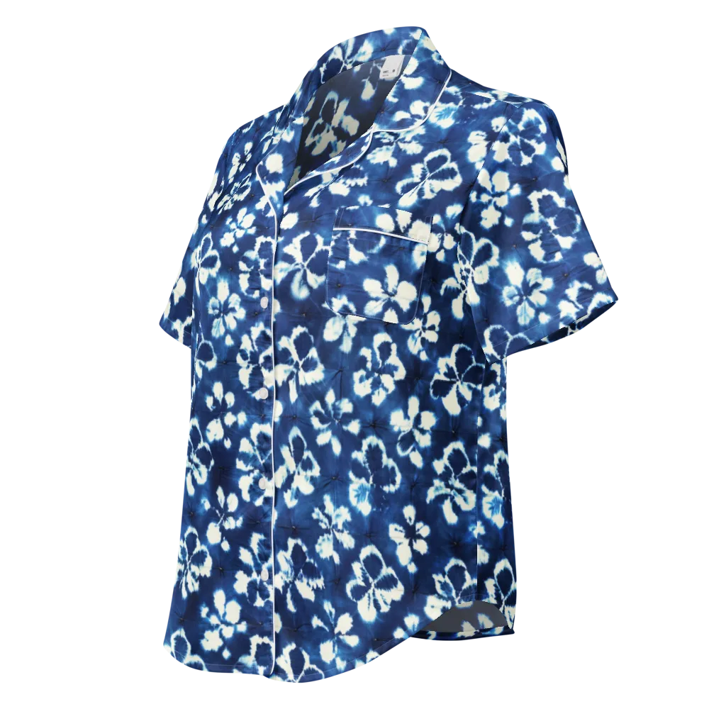 Shibori Garden on Women's Short Sleeve Pajama Top — Left Front