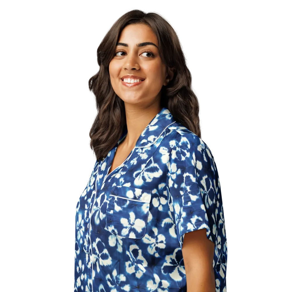 Shibori Garden on Women's Short Sleeve Pajama Top — Left Front