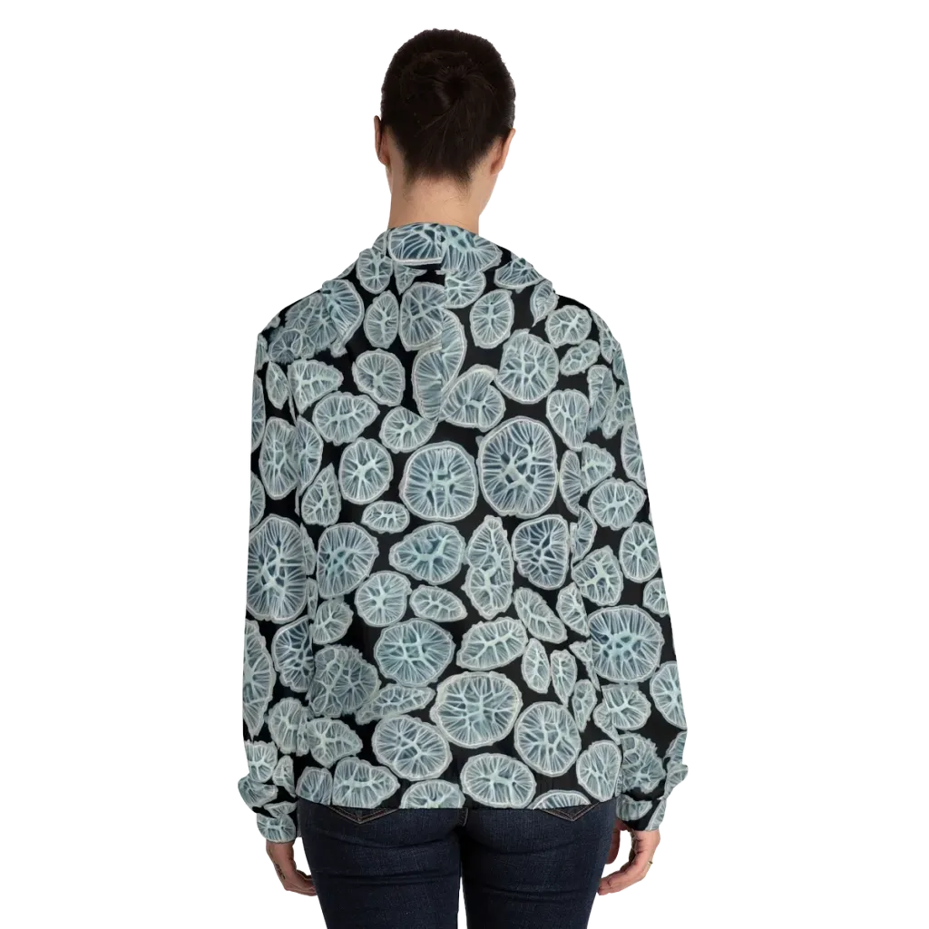 Frosted Citrus on Women's Full-Zip Hoodie — Back On Person