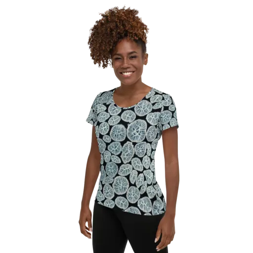 Frosted Citrus on a Women's Athletic T-Shirt