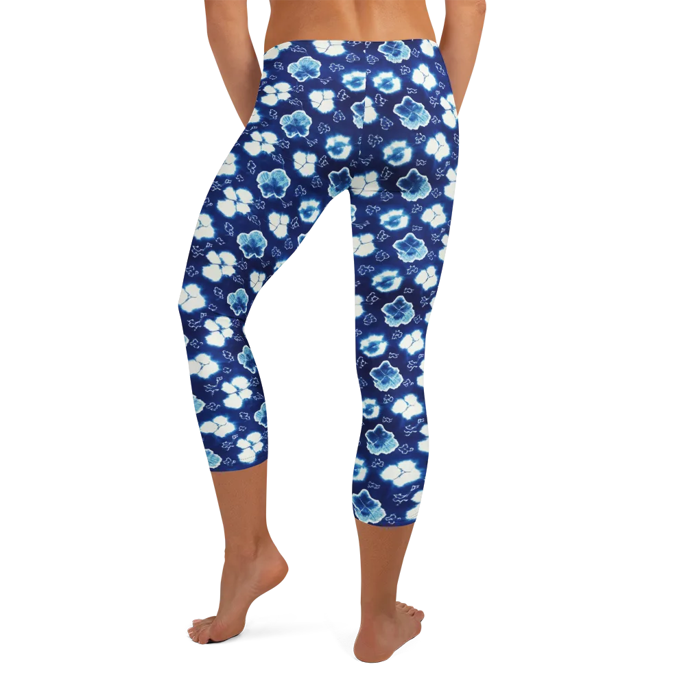 Indigo Botanica on Capri Leggings — Back