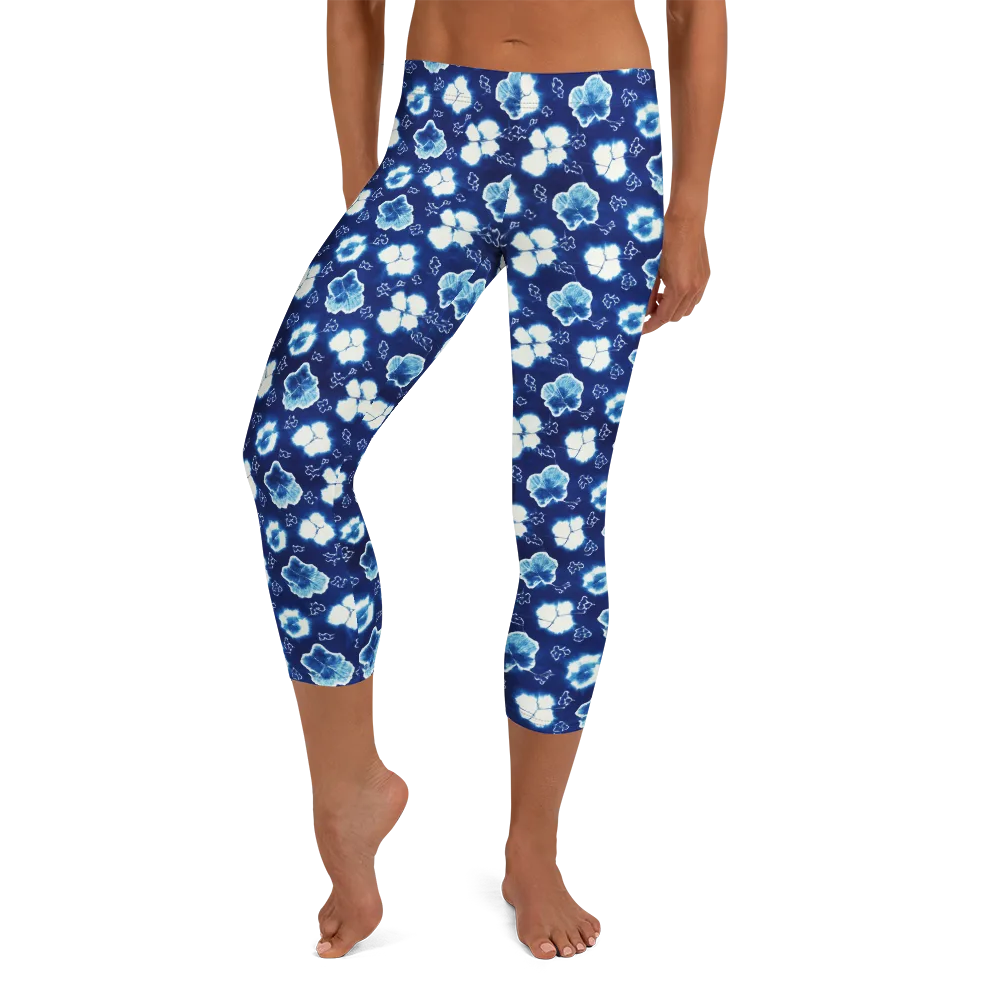 Indigo Botanica on Capri Leggings — Front