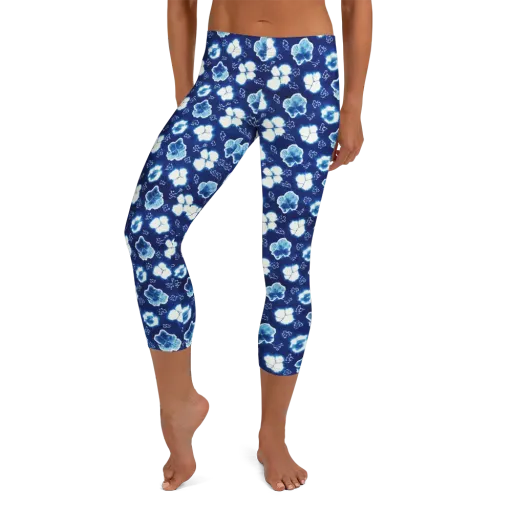 Indigo Botanica on a Capri Leggings