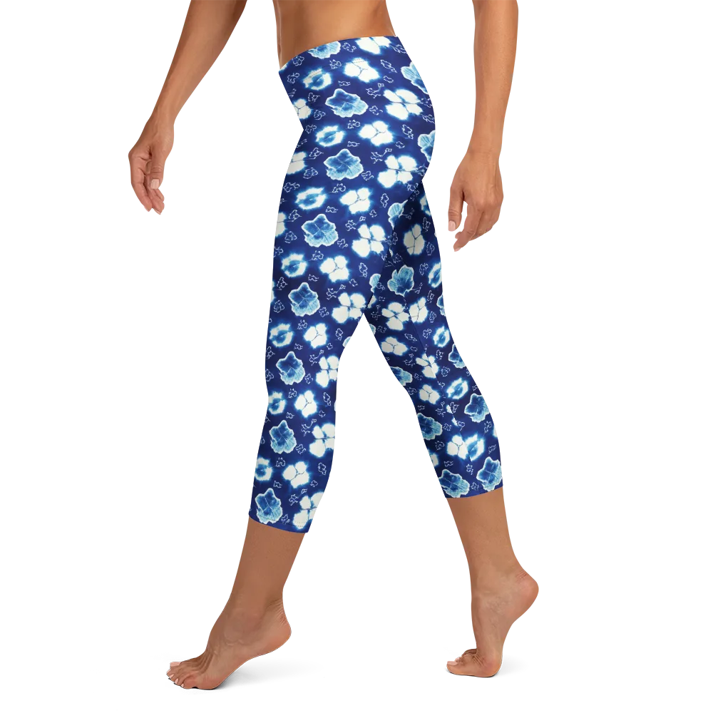 Indigo Botanica on Capri Leggings — Left