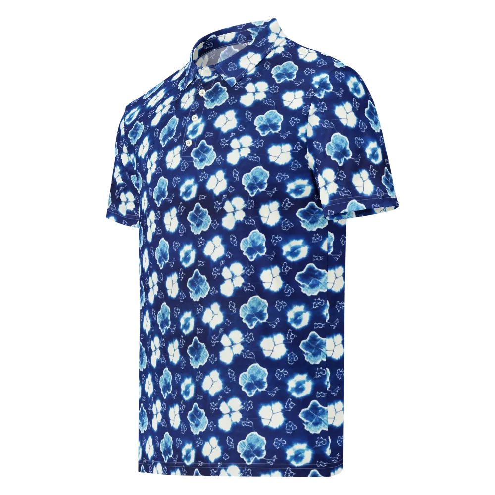 Indigo Botanica on Men's Slim Fit Polo Shirt — Left Front