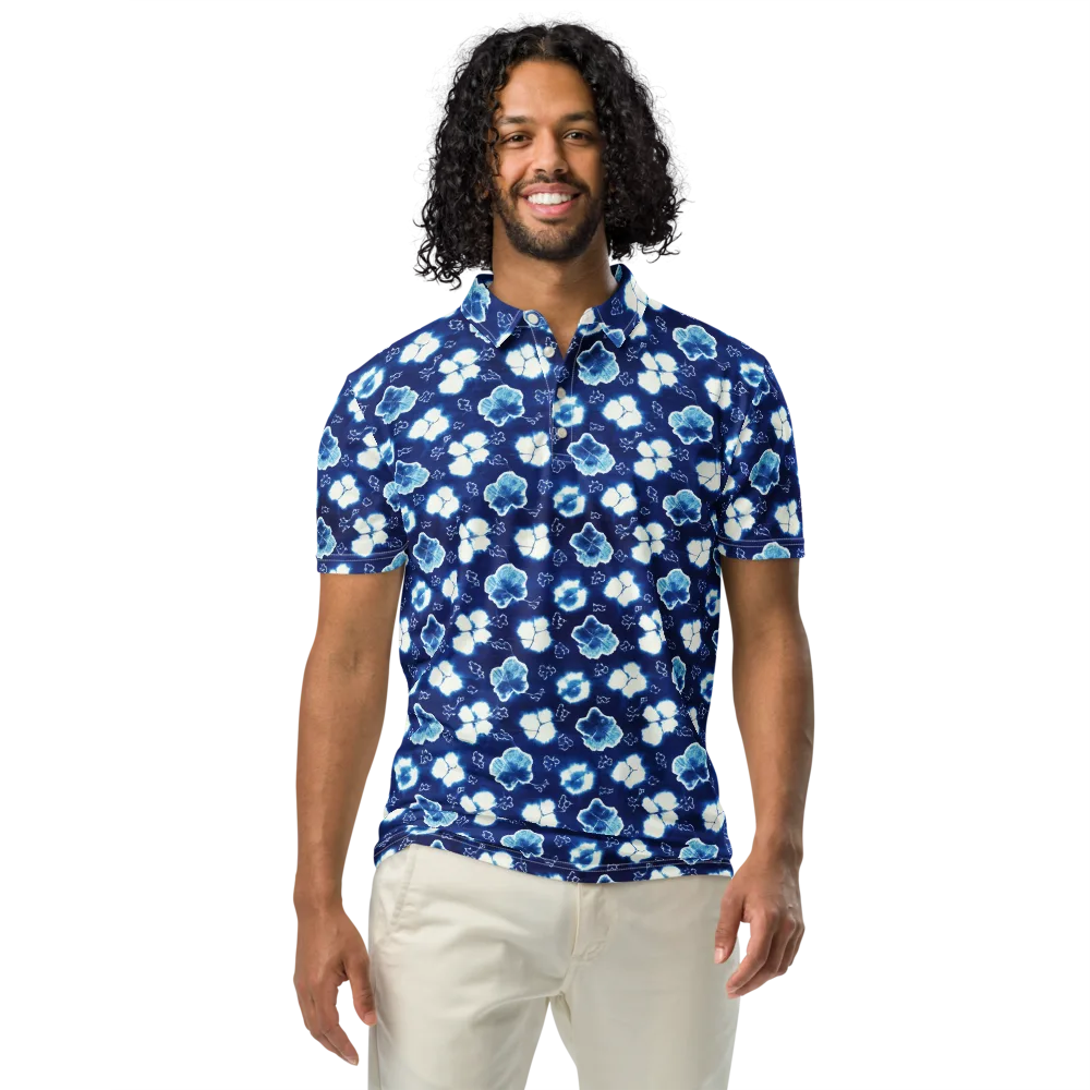 Indigo Botanica on Men's Slim Fit Polo Shirt — Front