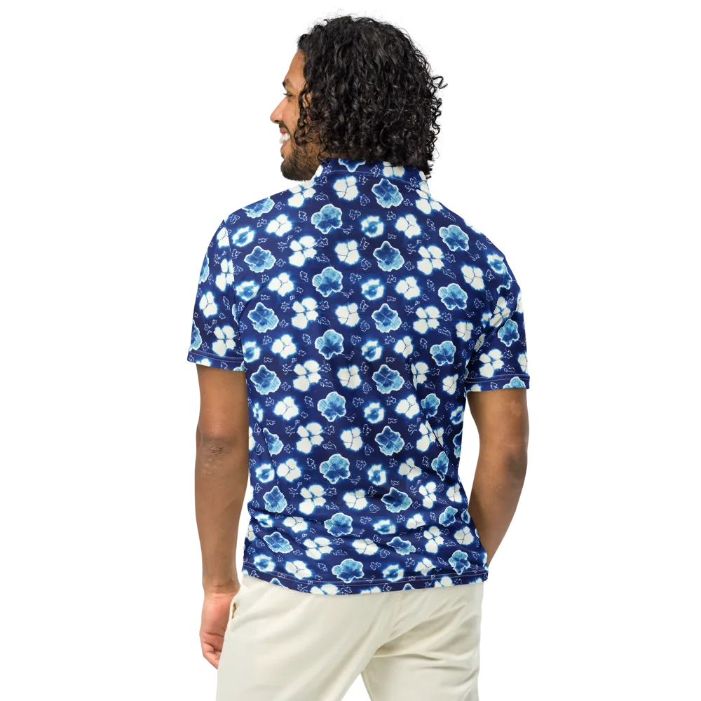 Indigo Botanica on Men's Slim Fit Polo Shirt — Back