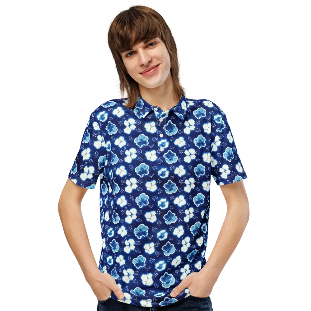 Indigo Botanica on Men's Slim Fit Polo Shirt — Front