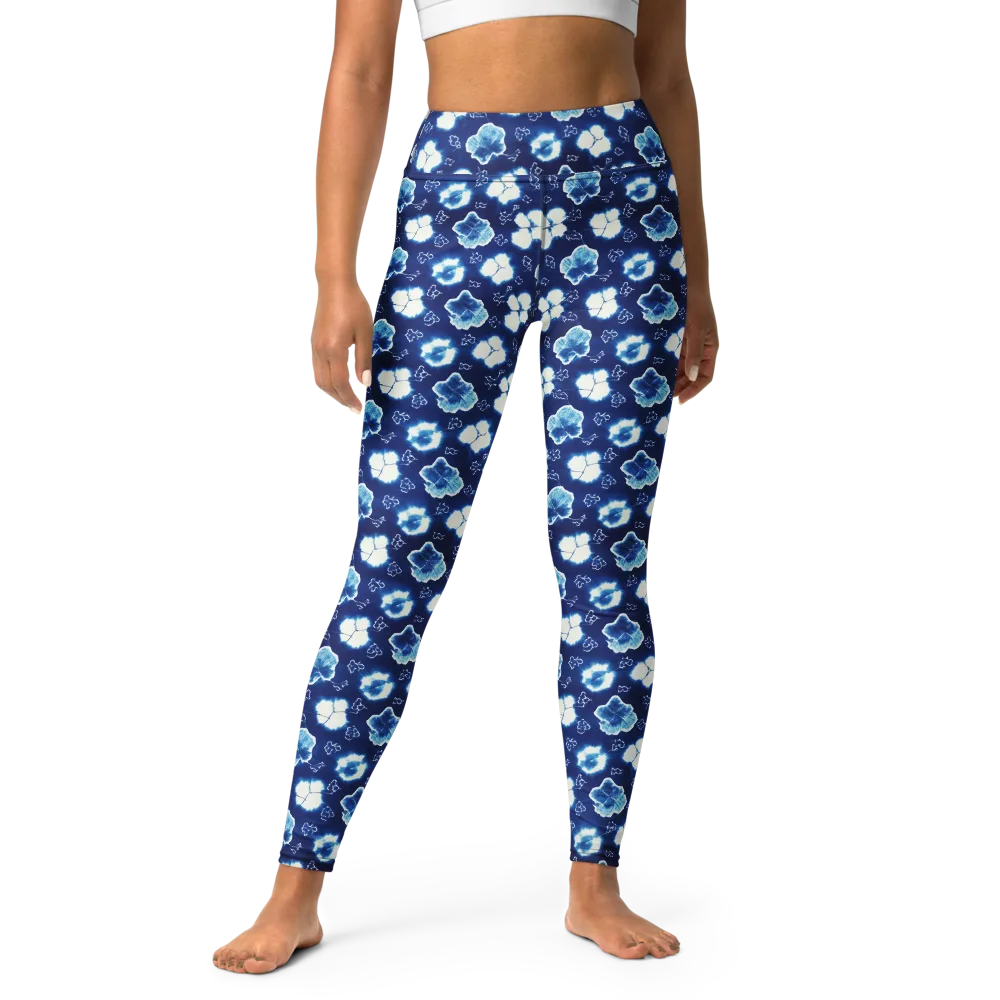 Indigo Botanica on Yoga Leggings — Front