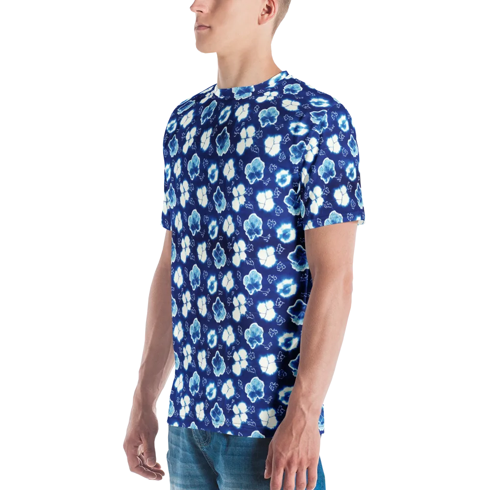 Indigo Botanica on Men's Crew Neck T-Shirt — Left