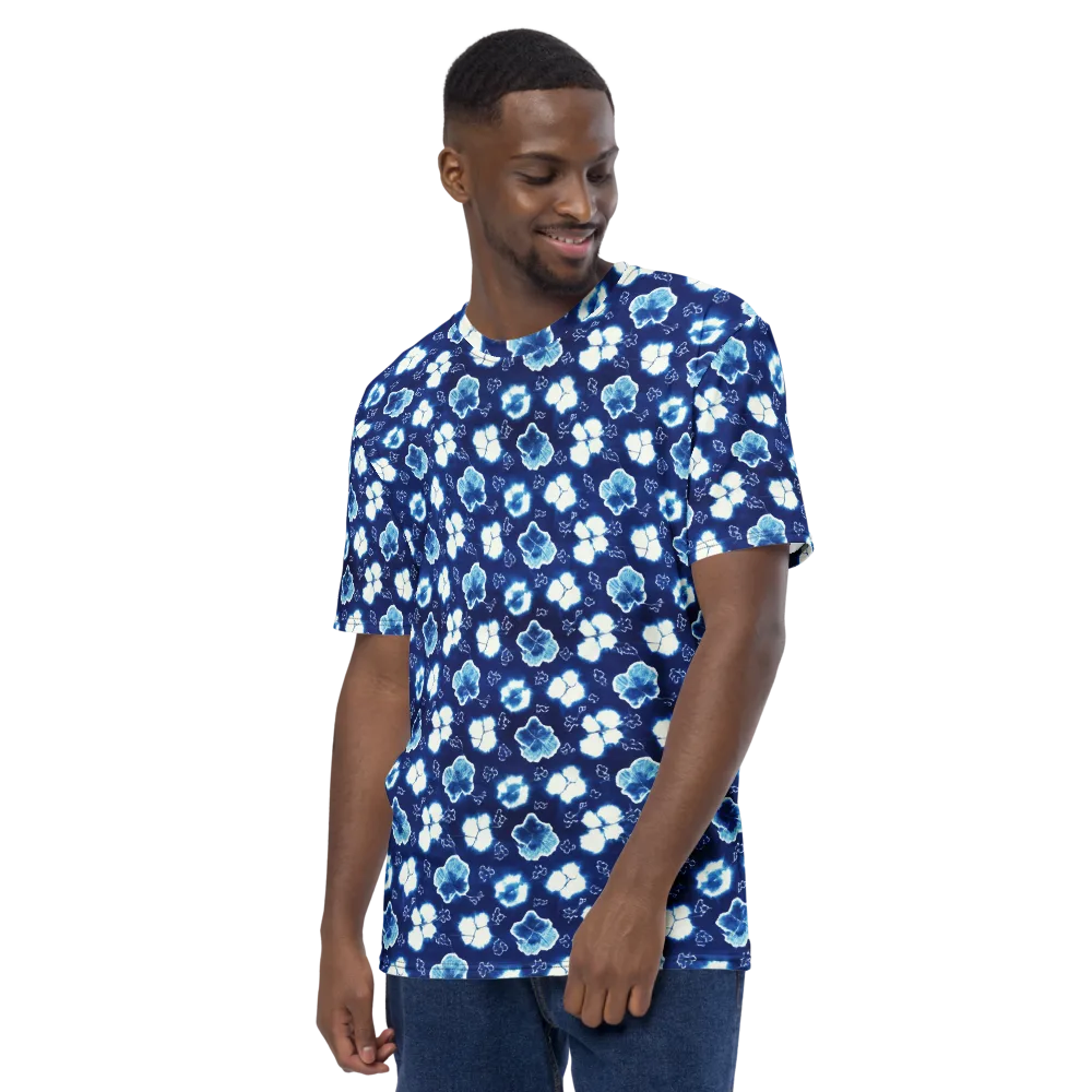 Indigo Botanica on Men's Crew Neck T-Shirt — Left