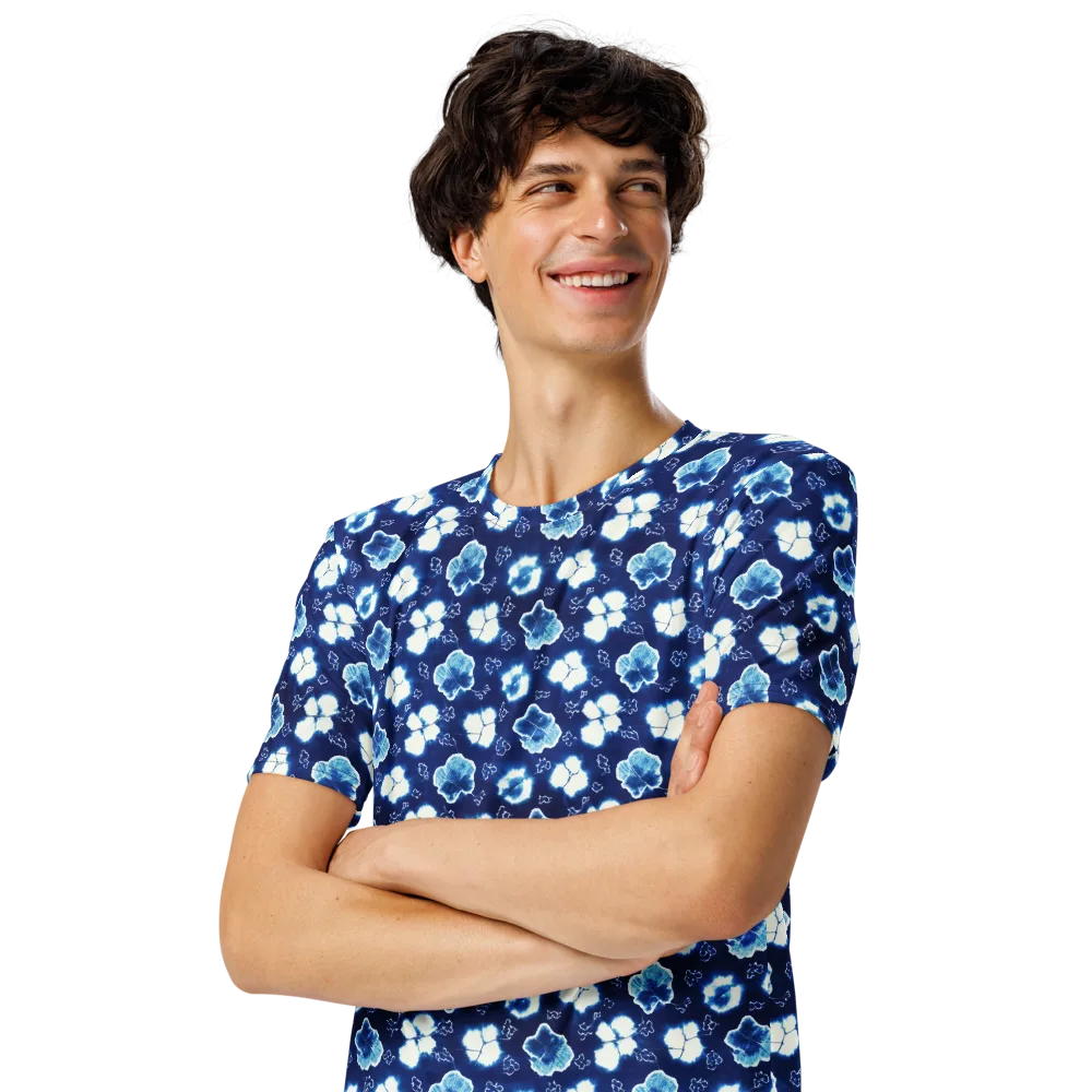 Indigo Botanica on Men's Crew Neck T-Shirt — Left Front