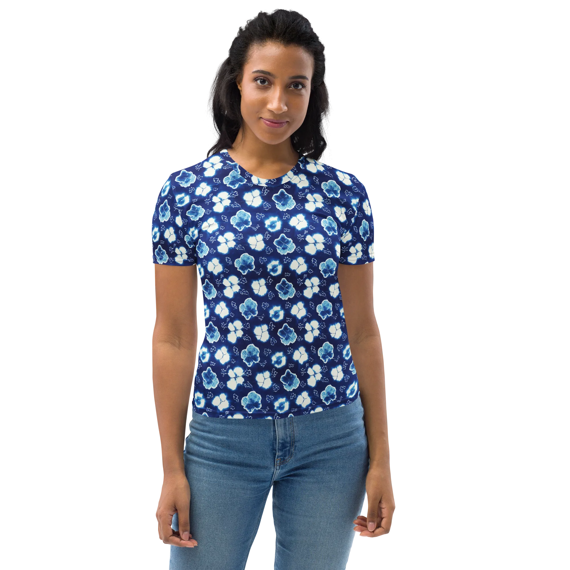 Indigo Botanica on Women's Crew Neck T-Shirt — Front