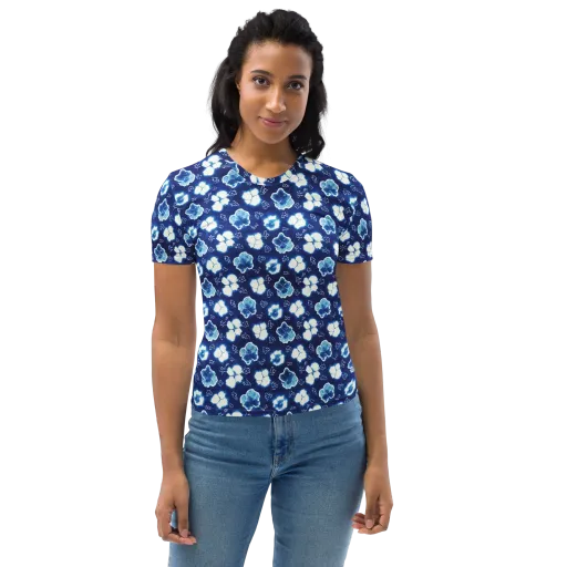 Indigo Botanica on a Women's Crew Neck T-Shirt