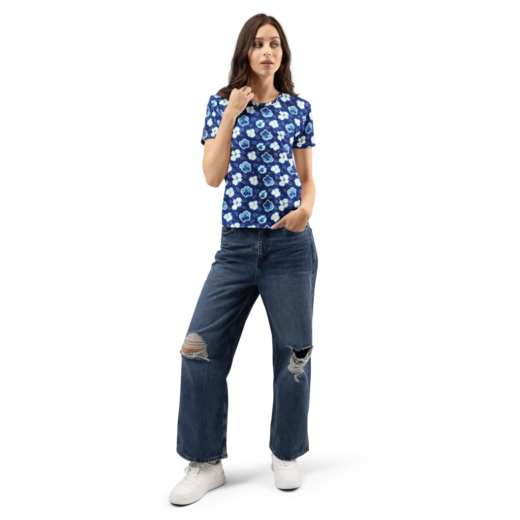 Indigo Botanica on Women's Crew Neck T-Shirt — Front