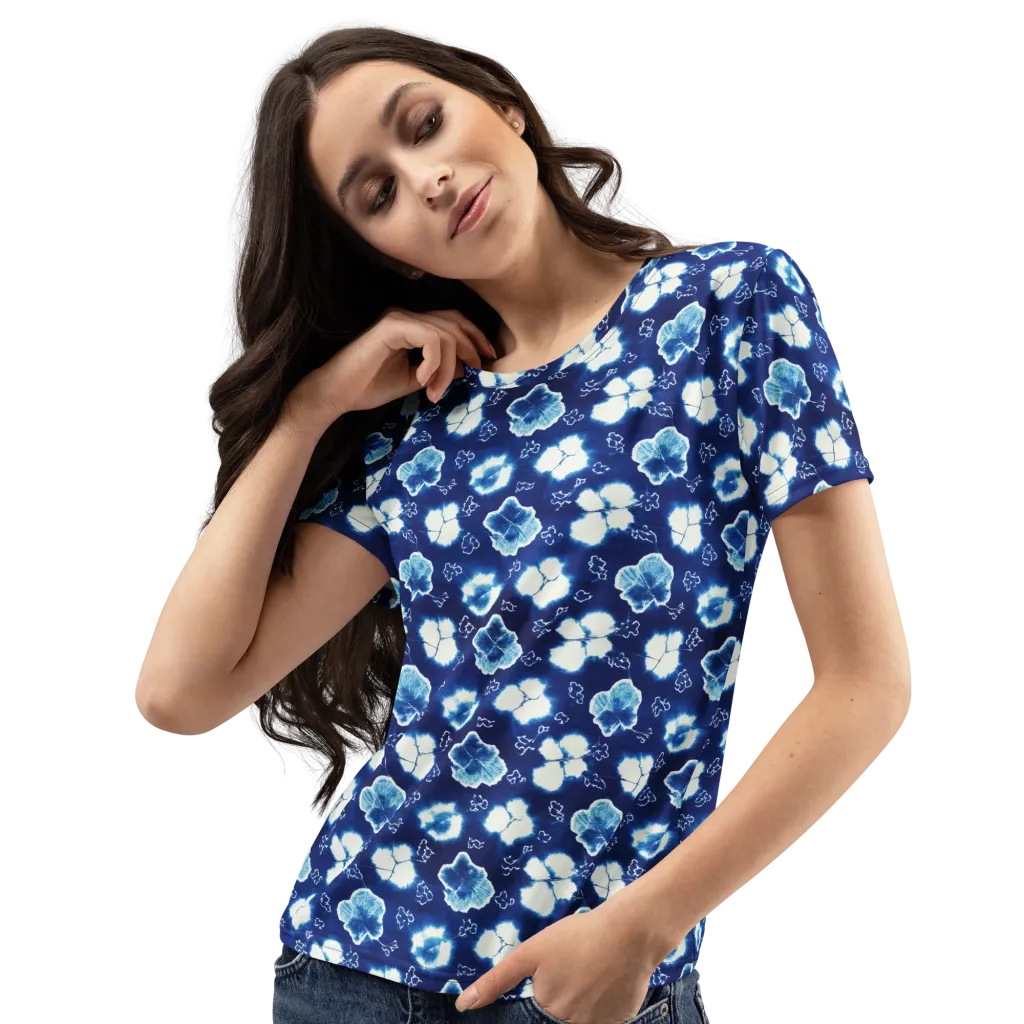 Indigo Botanica on Women's Crew Neck T-Shirt — Left Front
