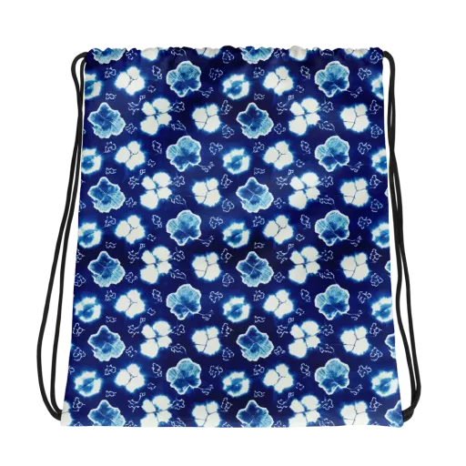 Indigo Botanica on a Drawstring Bag