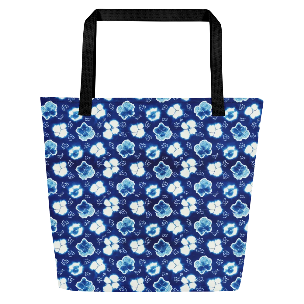Indigo Botanica on Large Tote Bag W/ Pocket — Front