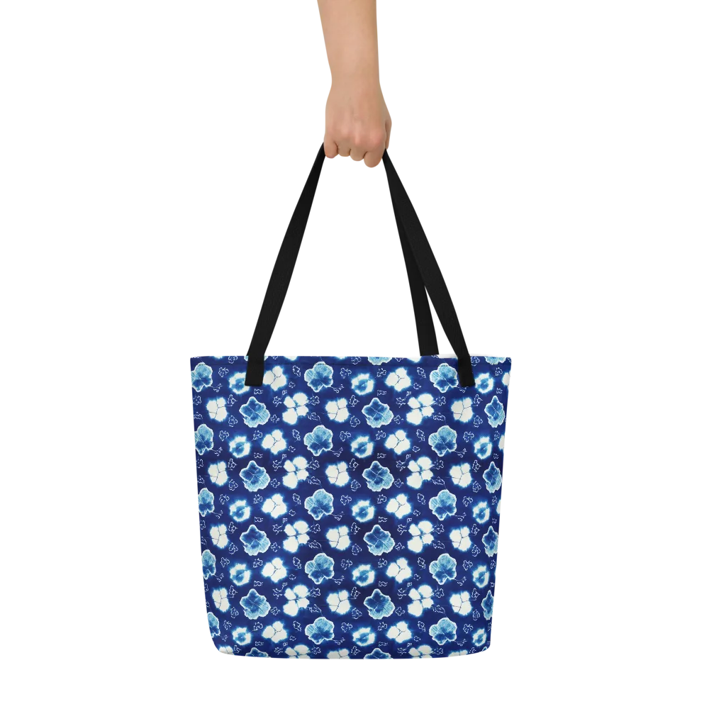 Indigo Botanica on Large Tote Bag W/ Pocket — Front