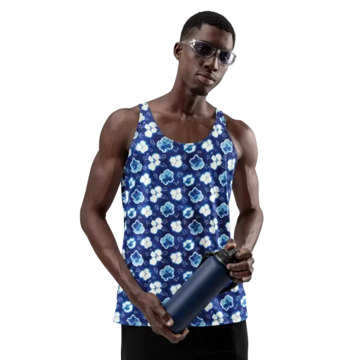 Indigo Botanica on a Men's Tank Top