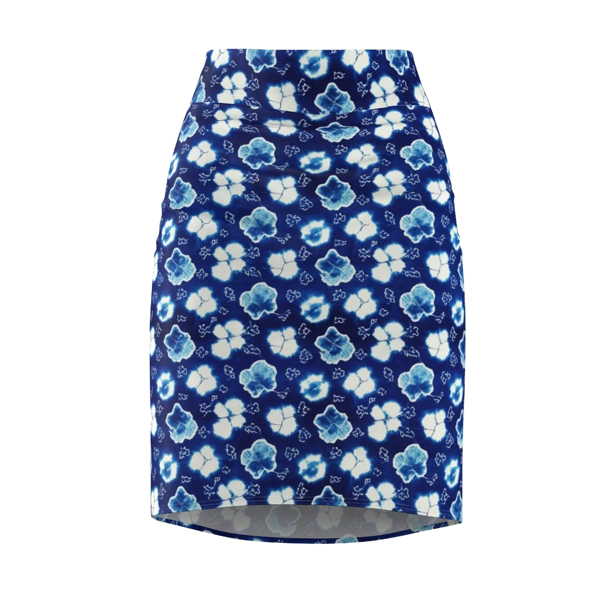 Indigo Botanica on Pencil Skirt — Front
