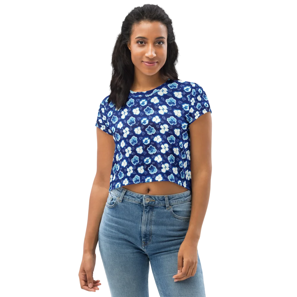 Indigo Botanica on Crop Tee — Front