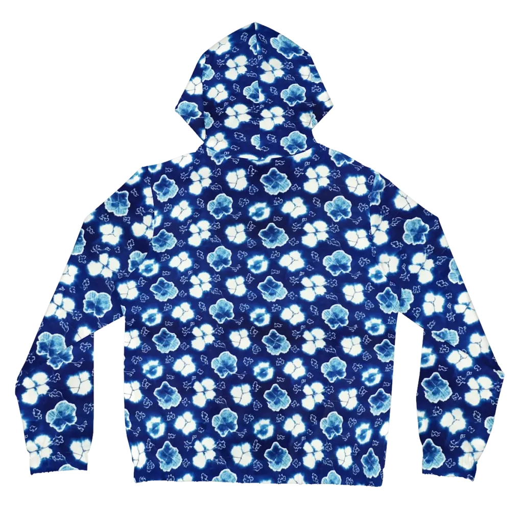 Indigo Botanica on Women's Full-Zip Hoodie — Back