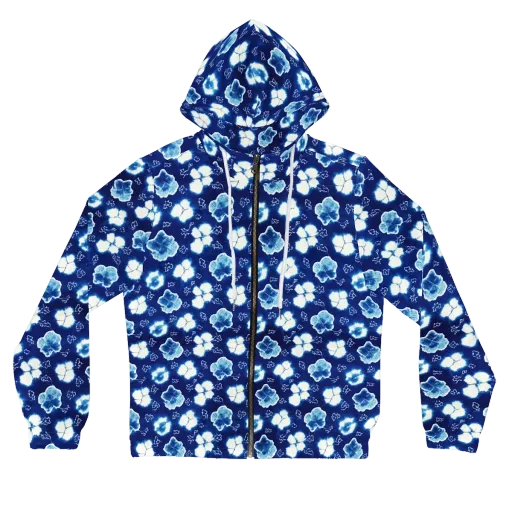 Indigo Botanica on a Women's Full-Zip Hoodie