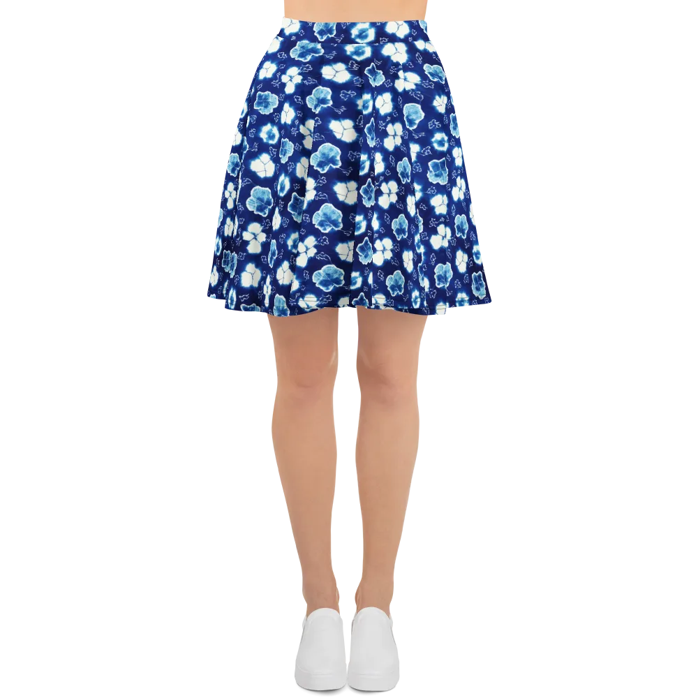 Indigo Botanica on Skater Skirt — Front