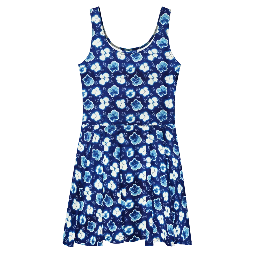 Indigo Botanica on Skater Dress — Front