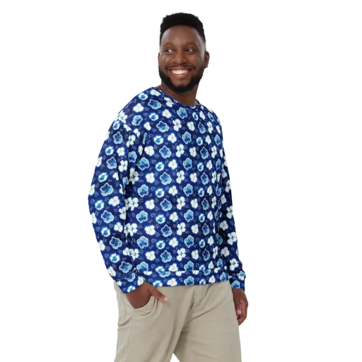 Indigo Botanica on a Sweatshirt