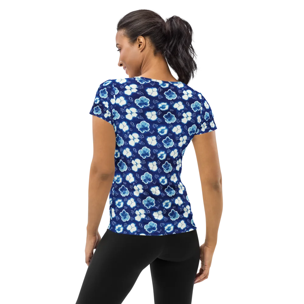 Indigo Botanica on Women's Athletic T-Shirt — Back