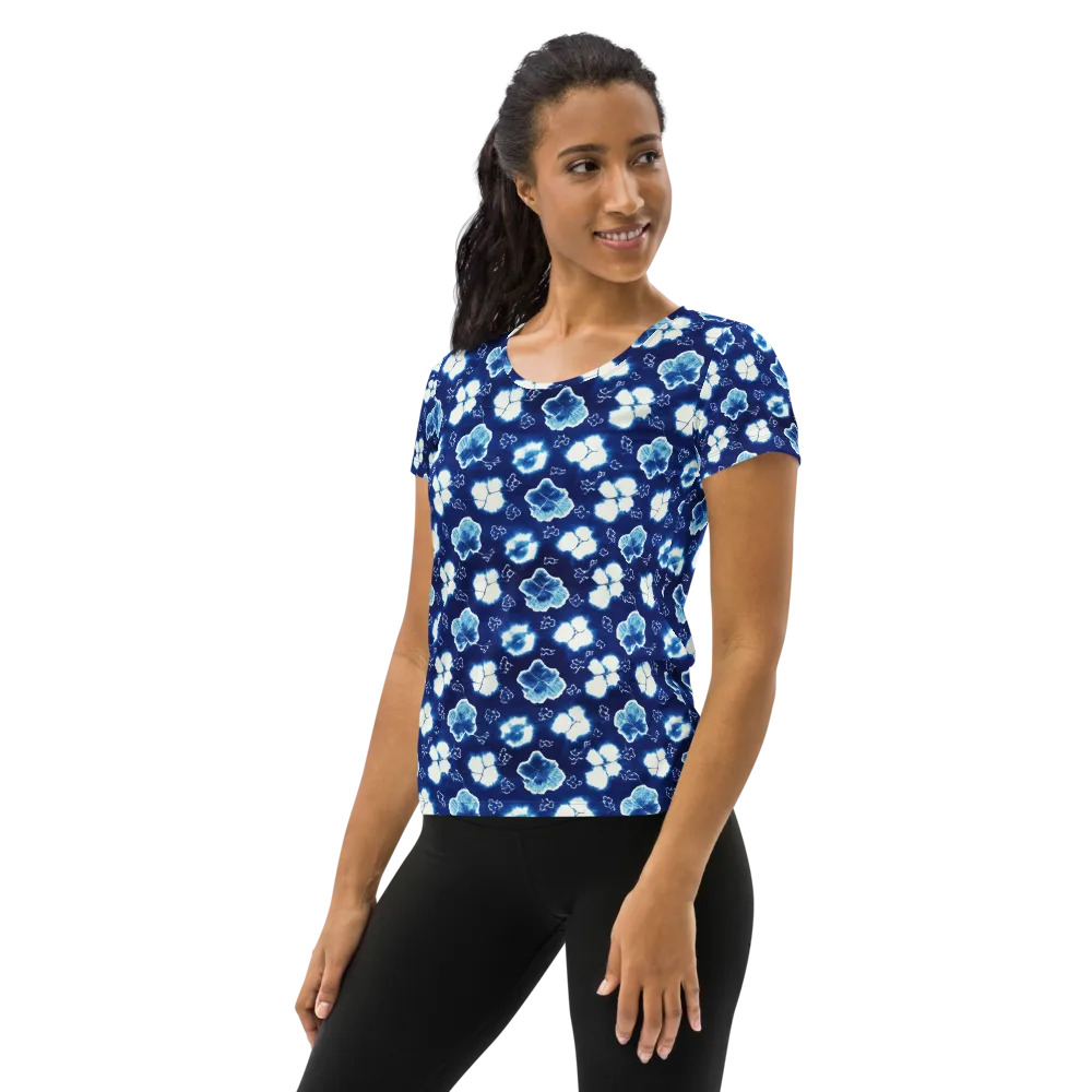 Indigo Botanica on Women's Athletic T-Shirt — Left