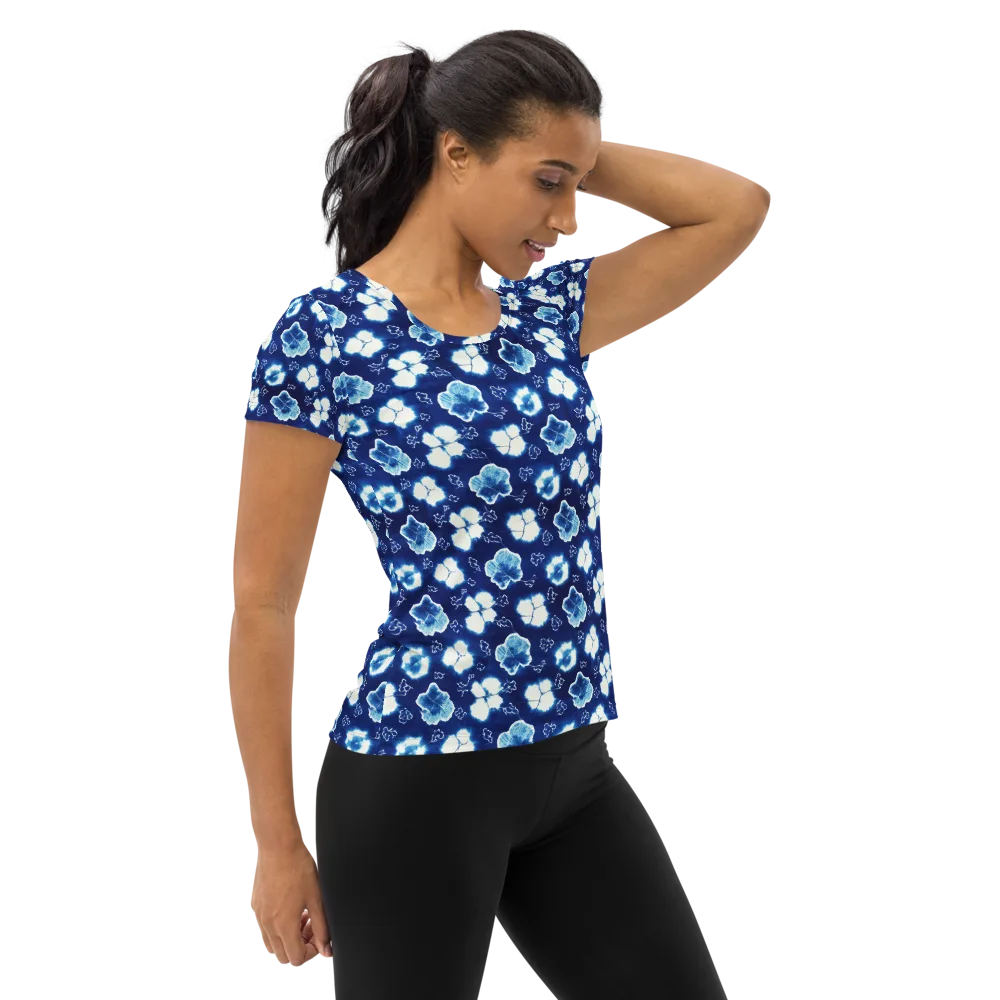 Indigo Botanica on Women's Athletic T-Shirt — Right