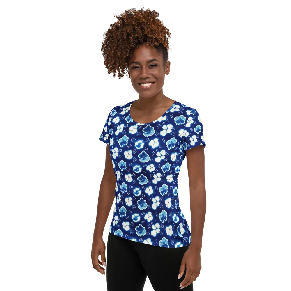 Indigo Botanica on Women's Athletic T-Shirt — Left