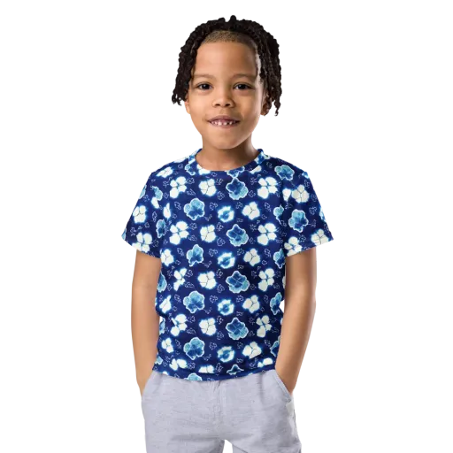 Indigo Botanica on a Kids Crew Neck T-Shirt