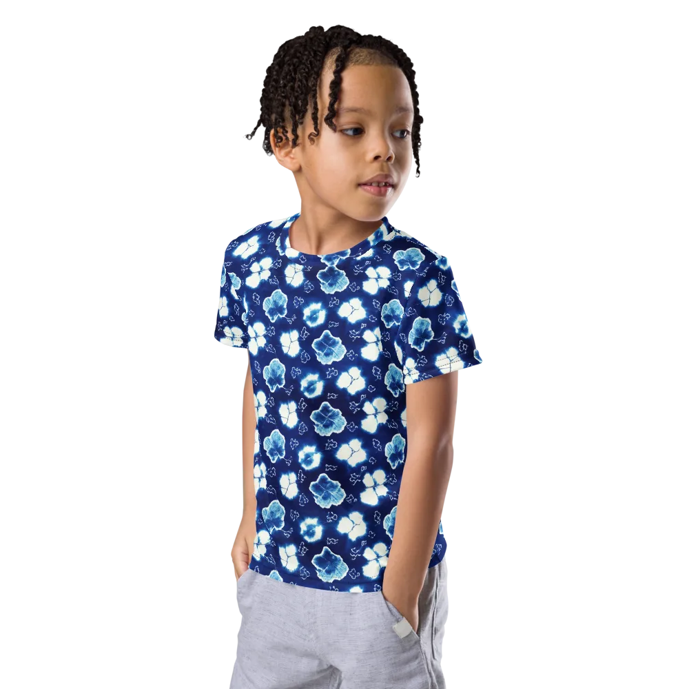 Indigo Botanica on Kids Crew Neck T-Shirt — Left Front