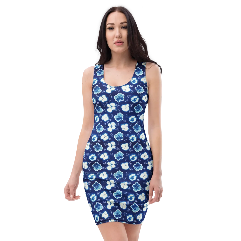 Indigo Botanica on Bodycon Dress — Front