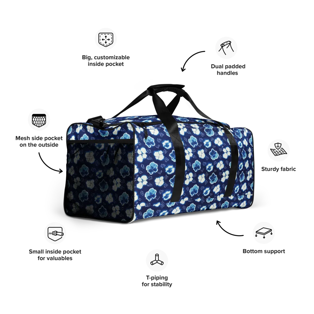 Indigo Botanica on Duffle Bag — Right Front