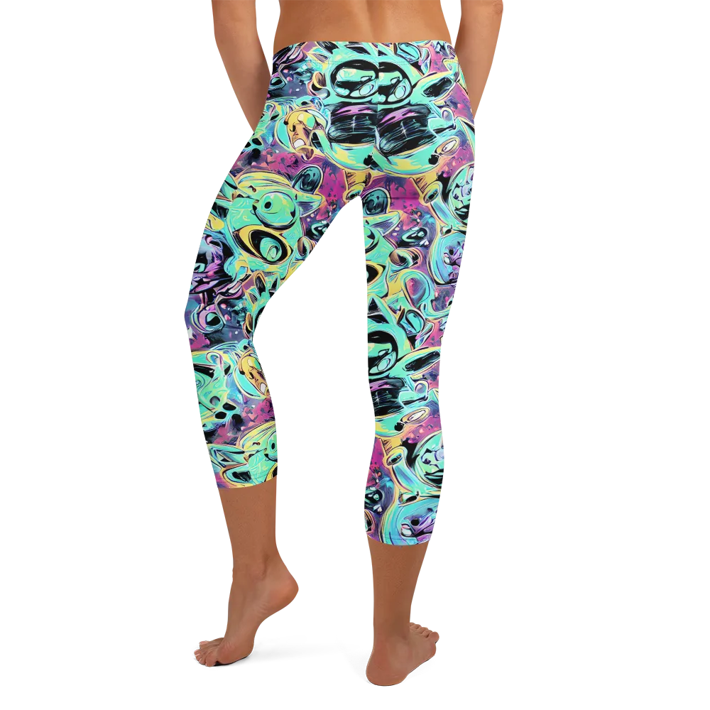Aqua Oddity on Capri Leggings — Back